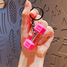 Load image into Gallery viewer, Gym Mini 3D Dumbbell Sports Keychain Fashion PVC Car Key Ring Student Backpack Pendant Fitness Inspiring Gifts