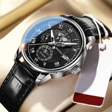 Load image into Gallery viewer, Luxury Men Quartz Watch Three-Eyes Calendar Watch Star Moon Pattern Casual Watch Clock Men Accessories Gift