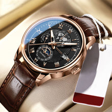 Load image into Gallery viewer, Luxury Men Quartz Watch Three-Eyes Calendar Watch Star Moon Pattern Casual Watch Clock Men Accessories Gift