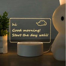 Load image into Gallery viewer, 3D Message Board Notepad Night Light Desk Bedside Lamp USB Plug Handmade Writing Board Decorative Ornament Acrylic