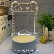 Load image into Gallery viewer, 3D Message Board Notepad Night Light Desk Bedside Lamp USB Plug Handmade Writing Board Decorative Ornament Acrylic