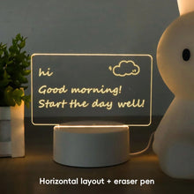 Load image into Gallery viewer, 3D Message Board Notepad Night Light Desk Bedside Lamp USB Plug Handmade Writing Board Decorative Ornament Acrylic