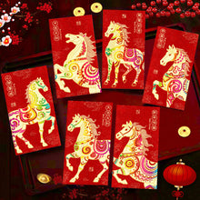 Load image into Gallery viewer, 2026 New Year Glitter Paper Red Packet Cartoon Horse Red Envelope Blessing Lucky Money Red Envelope Gift