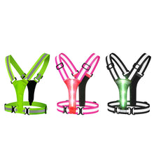 Load image into Gallery viewer, LED Riding Running Vest USB Rechargeable Adjustable Reflective Security Vest Night Running Clothing High Visibility Elastic Band