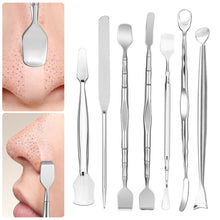 Load image into Gallery viewer, Stainless Steel Blackhead Remover Double Head Blackhead Scraper Remover Deep Cleansing Tool Tweezers Pimple Tool Facial Pore Cleansing Tool