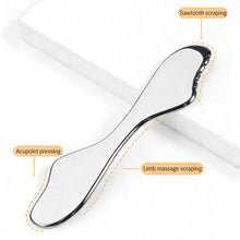 Load image into Gallery viewer, Stainless Steel Gua Sha Board Massage Scraper Board Half-Rolling Wheel Massage Facial Scraping Firming Lifting Massage Board Face Neck Body Massage Tool