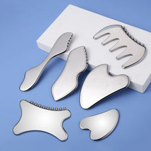 Load image into Gallery viewer, Stainless Steel Gua Sha Board Massage Scraper Board Half-Rolling Wheel Massage Facial Scraping Firming Lifting Massage Board Face Neck Body Massage Tool