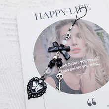 Load image into Gallery viewer, Y2K Kawaii Grunge Matte Gloss Glitter Accent Vintage Y2K Phone Lanyard Charm Edgy Cute Vibe Outfit Staple Heart Bow Keychain Bag Pendant