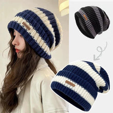 Load image into Gallery viewer, Striped Beanie Winter Hats For Women Knitted Retro Thickened Warm Baggy Cap Trendy Windproof Ear Protect Bonnet Female