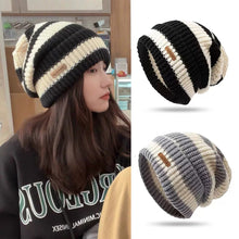Load image into Gallery viewer, Striped Beanie Winter Hats For Women Knitted Retro Thickened Warm Baggy Cap Trendy Windproof Ear Protect Bonnet Female