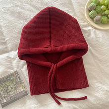 Load image into Gallery viewer, Knitted Hooded Caps Winter Balaclava Hats Women Korean Style Outdoor Warmer Drawstring Hats One-piece Neck Collar Beanies Cap
