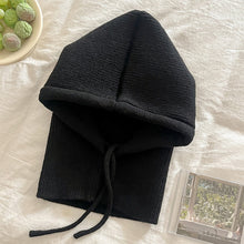 Load image into Gallery viewer, Knitted Hooded Caps Winter Balaclava Hats Women Korean Style Outdoor Warmer Drawstring Hats One-piece Neck Collar Beanies Cap