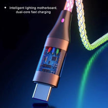 Load image into Gallery viewer, 3-in-1 Flexible Fast Charging Cable with RGB Flowing Light Type-C PD USB Braided Data Sync Cable Phone Charging Gaming Accessory