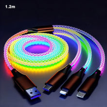 Load image into Gallery viewer, 3-in-1 Flexible Fast Charging Cable with RGB Flowing Light Type-C PD USB Braided Data Sync Cable Phone Charging Gaming Accessory