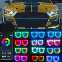 Load image into Gallery viewer, Car Headlight Demon Style Heart LED Angel Eye Ring with APP Control RGB Color Changing DRL for Car Headlight Modification Smartphone Control