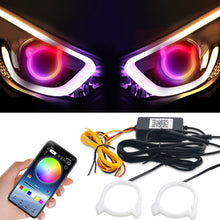 Load image into Gallery viewer, Car Headlight Demon Style Heart LED Angel Eye Ring with APP Control RGB Color Changing DRL for Car Headlight Modification Smartphone Control