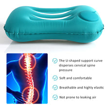 Load image into Gallery viewer, Press Inflatable Square Pillow Portable Foldable Flannel Lumbar Support For Outdoor Camping Travel