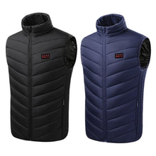 Load image into Gallery viewer, Winter Electric Heated Vest 3-Speed Smart Adjustment Cold-Proof Warming USB-Powered Stand Collar Vest for Outdoor Activities (4-Control 21-Zone)
