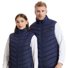 Load image into Gallery viewer, Winter Electric Heated Vest 3-Speed Smart Adjustment Cold-Proof Warming USB-Powered Stand Collar Vest for Outdoor Activities (4-Control 21-Zone)