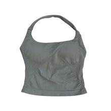 Load image into Gallery viewer, Solid Color Yoga Vest with Bra Pads Backless Halter Neck Design High-Elastic Outdoor Sports Top