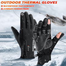 Load image into Gallery viewer, Winter Photography Gloves Touchscreen Half-Finger Style Waterproof Anti-Slip Thermal Gloves with Reflective Strips for Outdoor Cycling Fishing