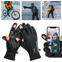 Load image into Gallery viewer, Winter Photography Gloves Touchscreen Half-Finger Style Waterproof Anti-Slip Thermal Gloves with Reflective Strips for Outdoor Cycling Fishing