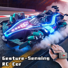 Load image into Gallery viewer, Gesture Control RC Car with Spray Stunt Remote Control Rechargeable LED Light & Side Drift Remote Control Toy Gift for Boys and Girls