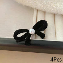 Load image into Gallery viewer, 4Pcs New Year Red Bow Pearl Hair Accessory Black Headwear Velvet Hairpin Hair Clamp Gift Women