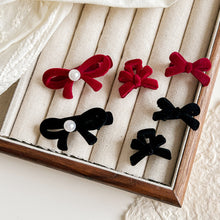 Load image into Gallery viewer, 4Pcs New Year Red Bow Pearl Hair Accessory Black Headwear Velvet Hairpin Hair Clamp Gift Women