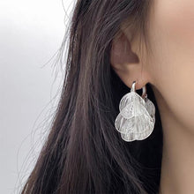 Load image into Gallery viewer, Carved Light Luxury Elegant Metal Hollow Silver Golden Hoop Earrings Ginkgo Leaf Shaped Ear Clip Gift For Women