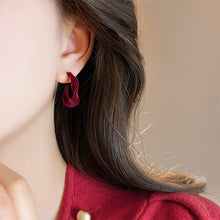 Load image into Gallery viewer, Winter New Year Fashion Light Luxury Earrings Irregular Shape Earrings Red Coffee Flocked Earrings Women Girls Gift