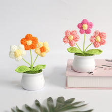Load image into Gallery viewer, Hand-Knitted Flowers Handmade Crocheted Flowers Bouquets Desktop Ornament Home Decoration Valentine's Day Gift