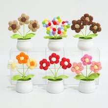 Load image into Gallery viewer, Hand-Knitted Flowers Handmade Crocheted Flowers Bouquets Desktop Ornament Home Decoration Valentine's Day Gift