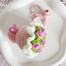 Load image into Gallery viewer, Mini Rose Bouquet Hand Tied Bouquet Wool Knitted Rose Crochet Flowers Keychain Pendant Valentine's Day Gift