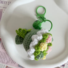 Load image into Gallery viewer, Mini Rose Bouquet Hand Tied Bouquet Wool Knitted Rose Crochet Flowers Keychain Pendant Valentine's Day Gift