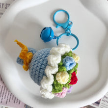 Load image into Gallery viewer, Mini Rose Bouquet Hand Tied Bouquet Wool Knitted Rose Crochet Flowers Keychain Pendant Valentine's Day Gift