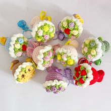 Load image into Gallery viewer, Mini Rose Bouquet Hand Tied Bouquet Wool Knitted Rose Crochet Flowers Keychain Pendant Valentine's Day Gift