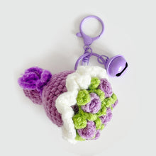 Load image into Gallery viewer, Mini Rose Bouquet Hand Tied Bouquet Wool Knitted Rose Crochet Flowers Keychain Pendant Valentine's Day Gift