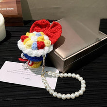 Load image into Gallery viewer, Mini Rose Bouquet Hand Tied Bouquet Wool Knitted Rose Crochet Flowers Keychain Pendant Valentine's Day Gift