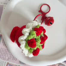 Load image into Gallery viewer, Mini Rose Bouquet Hand Tied Bouquet Wool Knitted Rose Crochet Flowers Keychain Pendant Valentine's Day Gift