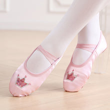 Load image into Gallery viewer, Kids Crown Satin Elastic Ballet Dance Shoes Soft Comfortable Breathable Dance Shoes Girls Female Ballet Soft Dance Shoes