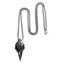 Load image into Gallery viewer, Retro Nordic Scandinavian Crow Skull Pendant Necklace For Men Personalized Bird Jewelry Lucky Amulet Gift