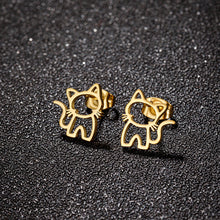 Load image into Gallery viewer, Cute Cat Stainless Steel Stud Earrings Unisex Punk Minimalist Small Jewelry For Mens Womens Daily Christmas Gifts