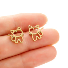 Load image into Gallery viewer, Cute Cat Stainless Steel Stud Earrings Unisex Punk Minimalist Small Jewelry For Mens Womens Daily Christmas Gifts