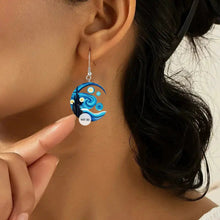 Load image into Gallery viewer, 2D Flat Black Cat Van Gogh Starry Sky Pattern Acrylic Earrings Niche Creative Unique Ladies Jewelry For Daily Party Cosplay Decoration Gifts