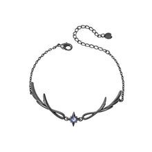 Load image into Gallery viewer, Twilight Black Feather Punk Bracelet Alloy Metal Chain Shiny Gemstones Fashion Jewelry Gift For Women Girls