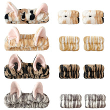 Load image into Gallery viewer, 3pcs Set Cute Cat Ear Plush Hairband Elastic Wrist Strap For Women Girls Makeup Washing Face Hair Accessory