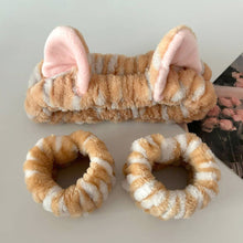 Load image into Gallery viewer, 3pcs Set Cute Cat Ear Plush Hairband Elastic Wrist Strap For Women Girls Makeup Washing Face Hair Accessory