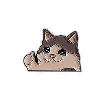 Load image into Gallery viewer, Kawaii Cute Thumb Up Crying Cat Enamel Pin Funny Animal Brooch Lapel Backpack Badge Alloy Jewelry Accessories Gifts For Cat Lovers Friends