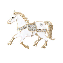 Load image into Gallery viewer, Classic Rhinestone Horse Brooch Zodiac Animal Lapel Pin For Women Men Casual Party New Year Holiday Gifts Accessories